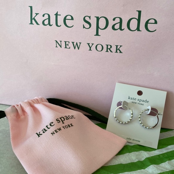 NWT Kate spade ♠️ New York. Cubic zirconia hoop earrings with dust bag